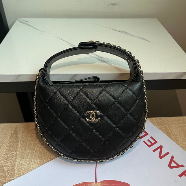 MINI HOBO BAG 16 IN BLACK LAMBSKIN