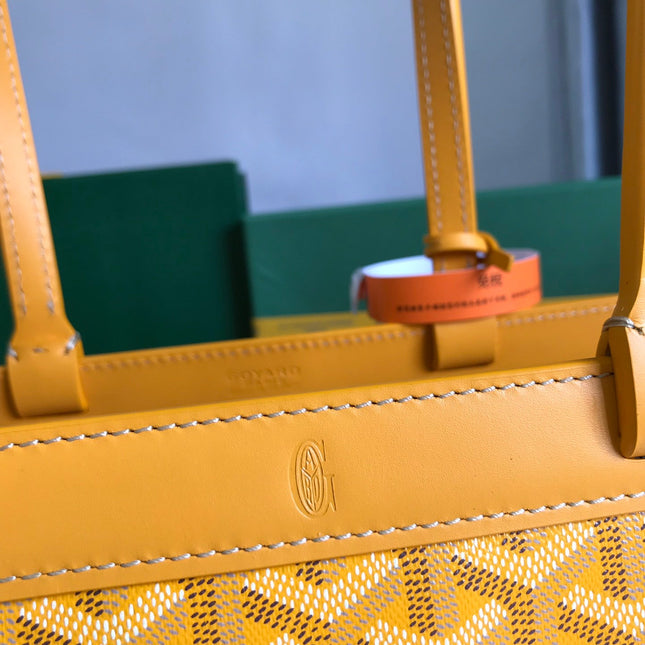 BELLECHASSE BIAUDE PM BAG 36 IN YELLOW GOYARDINE CANVAS AND CALFSKIN TRIM