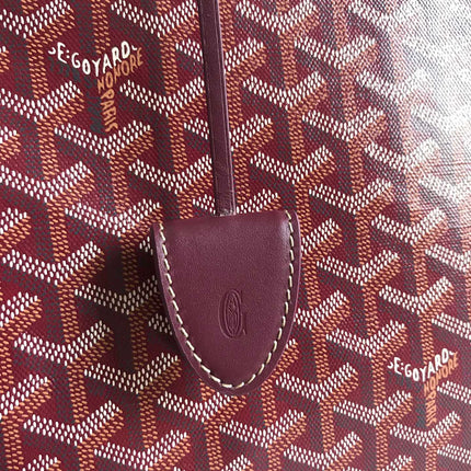BELLECHASSE BIAUDE PM BAG 36 IN WINE RED GOYARDINE CANVAS AND CALFSKIN TRIM