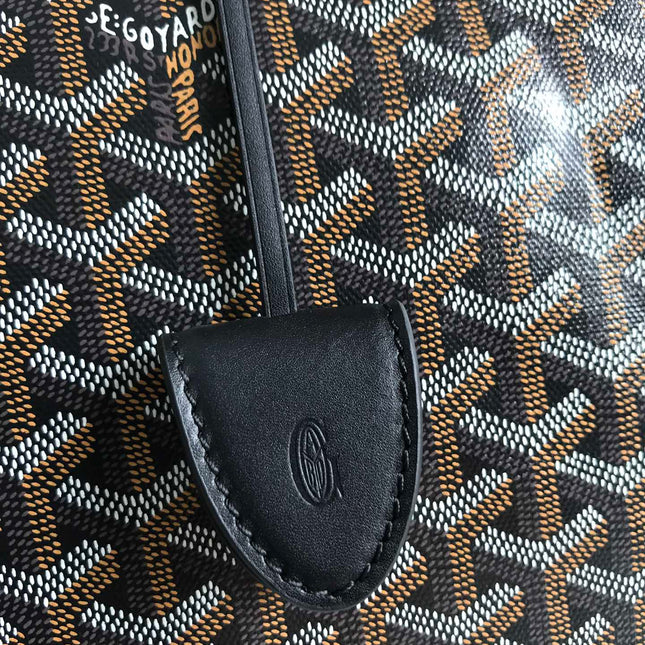 BELLECHASSE BIAUDE PM BAG 36 IN BLACK GOYARDINE CANVAS AND CALFSKIN TRIM