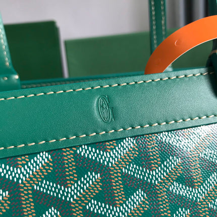 BELLECHASSE BIAUDE PM BAG 36 IN GREEN GOYARDINE CANVAS AND CALFSKIN TRIM
