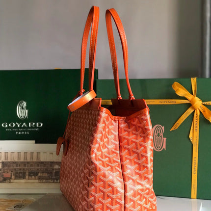 BELLECHASSE BIAUDE PM BAG 36 IN ORANGE GOYARDINE CANVAS AND CALFSKIN TRIM