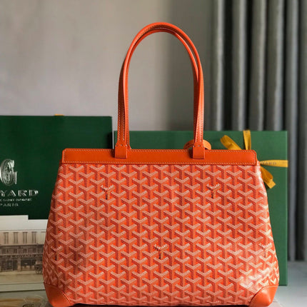 BELLECHASSE BIAUDE PM BAG 36 IN ORANGE GOYARDINE CANVAS AND CALFSKIN TRIM