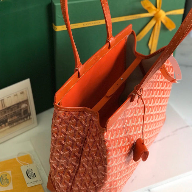 BELLECHASSE BIAUDE PM BAG 36 IN ORANGE GOYARDINE CANVAS AND CALFSKIN TRIM