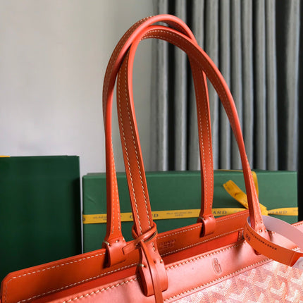 BELLECHASSE BIAUDE PM BAG 36 IN ORANGE GOYARDINE CANVAS AND CALFSKIN TRIM