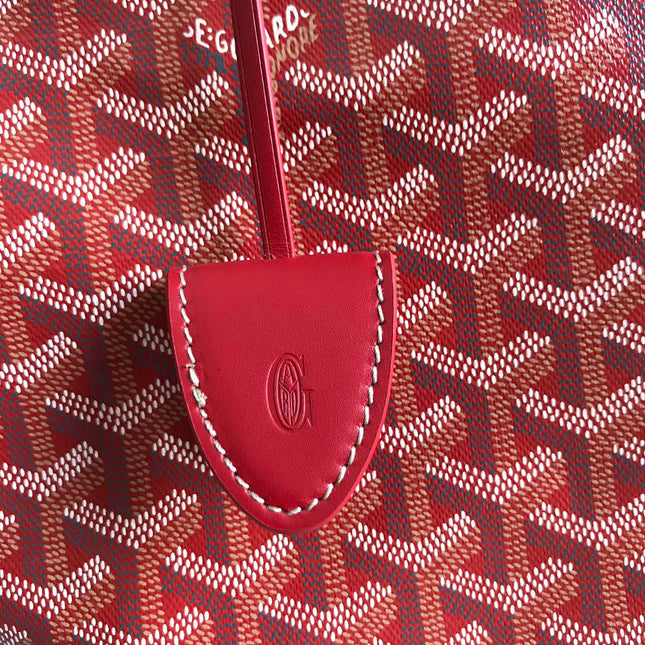 BELLECHASSE BIAUDE PM BAG 36 IN CLASSIC RED GOYARDINE CANVAS AND CALFSKIN TRIM