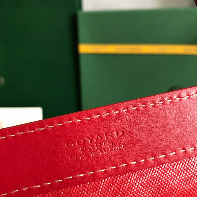 BELLECHASSE BIAUDE PM BAG 36 IN CLASSIC RED GOYARDINE CANVAS AND CALFSKIN TRIM