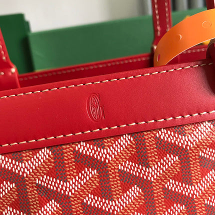 BELLECHASSE BIAUDE PM BAG 36 IN CLASSIC RED GOYARDINE CANVAS AND CALFSKIN TRIM