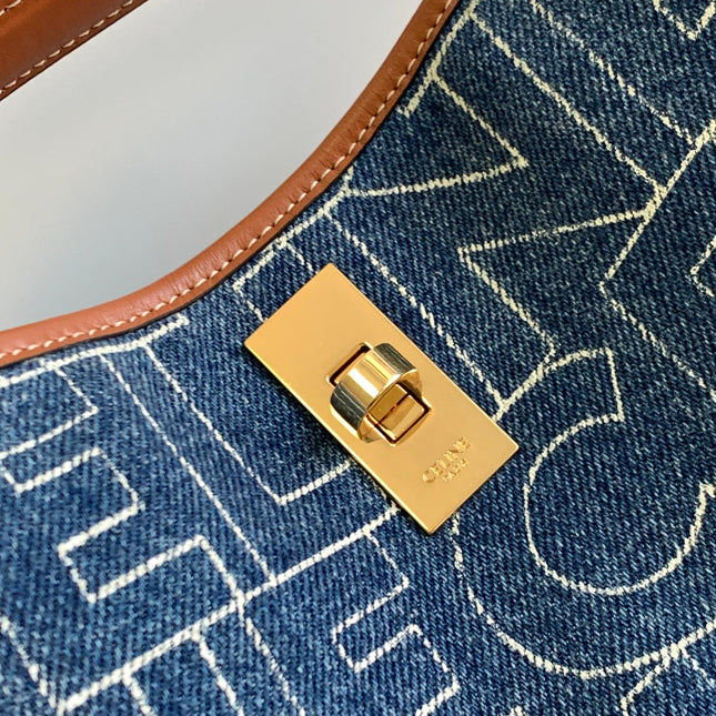BUCKET 25 PRINTED DENIM BAG NAVY BLUE