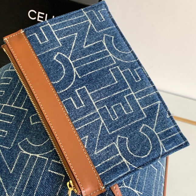 BUCKET 25 PRINTED DENIM BAG NAVY BLUE