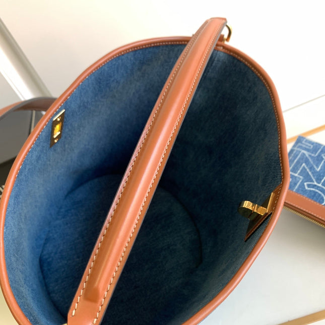BUCKET 25 PRINTED DENIM BAG NAVY BLUE