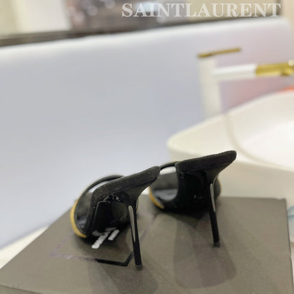 SL LUCKY GOLD CRYSTAL HIGH HEELS BLACK CALFSKIN