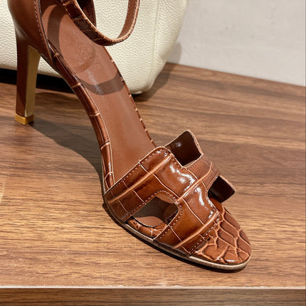 PREMIERE 105 SANDAL IN BRONZE BROWN CROCODILE LEATHER