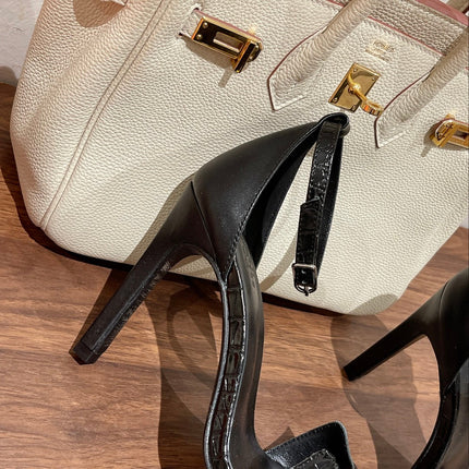 PREMIERE 115 SANDAL IN BLACK PATENT CALFSKIN