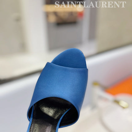 SL GOLDIE MULES COBALT SATIN