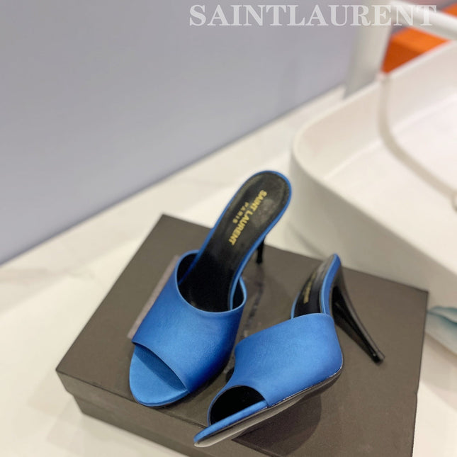 SL GOLDIE MULES COBALT SATIN