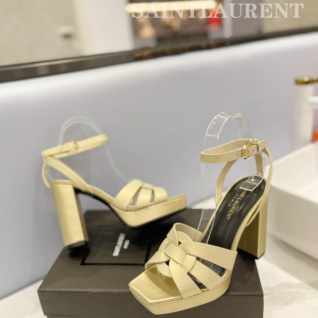 SL TRIBUTE FLATFORM SANDALS FLAX CALFSKIN