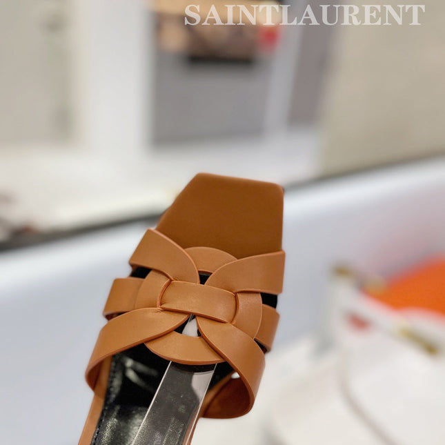 SL TRIBUTE FLATFORM SANDALS COPPER CALFSKIN