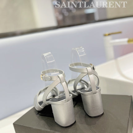 SL TRIBUTE SANDAL SILVER CALFSKIN
