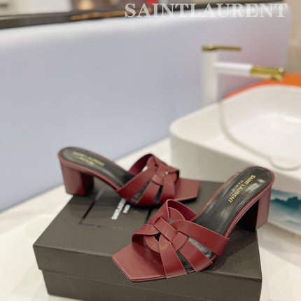 SL TRIBUTE MULES BERRY CALFSKIN
