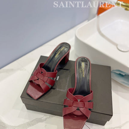 SL TRIBUTE MULES BERRY CALFSKIN