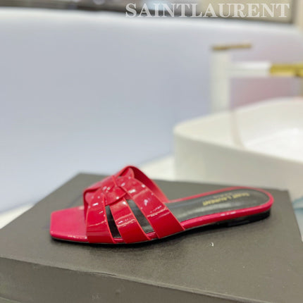 SL TRIBUTE SLIPPERS GLOSSY RED CALFSKIN
