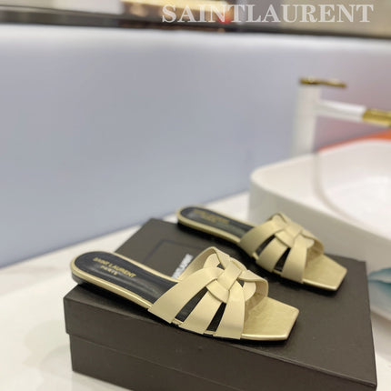 SL TRIBUTE SLIPPERS PASTEL YELLOW CALFSKIN