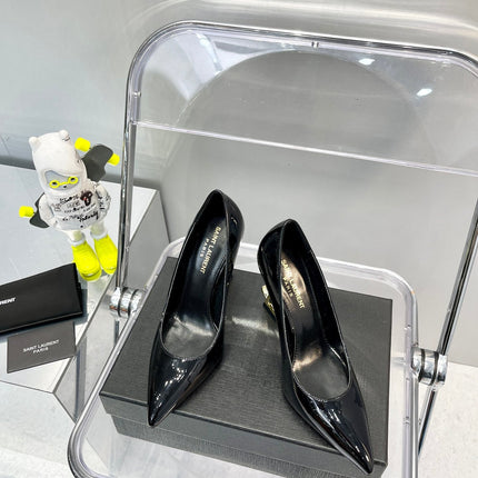 SL OPYUM BASIC HIGH HEEL BLACK CALFSKIN-GOLD HEEL
