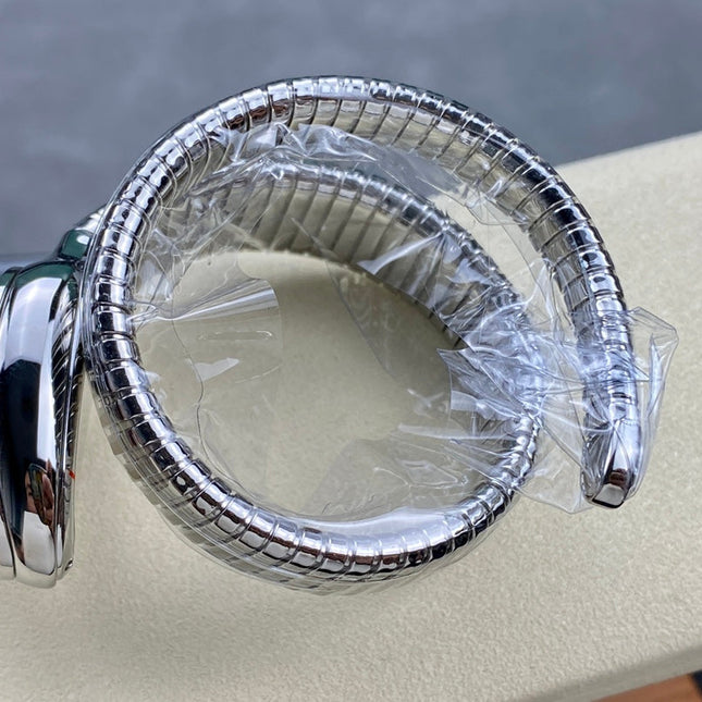 SERPENTI TUBOGAS QUARTZ STEEL ATTACHED DIAMOND BEZEL SILVER OPALINE DIAL