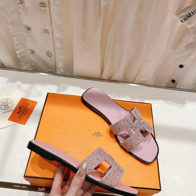 0RAN SANDALS PASTEL PINK LAMBSKIN ATTACH CRYSTAL