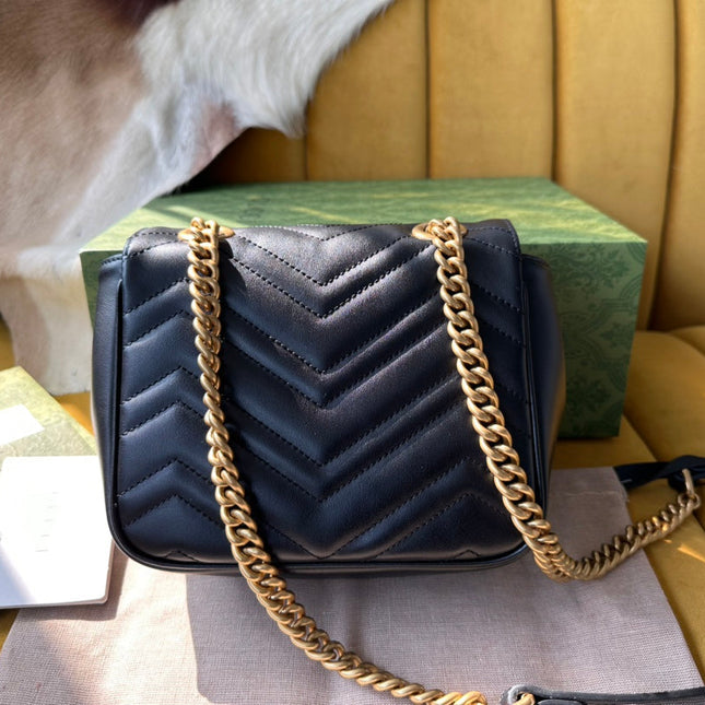 GG MARMONT MINI 18 HANDBAG IN BLACK CALFSKIN