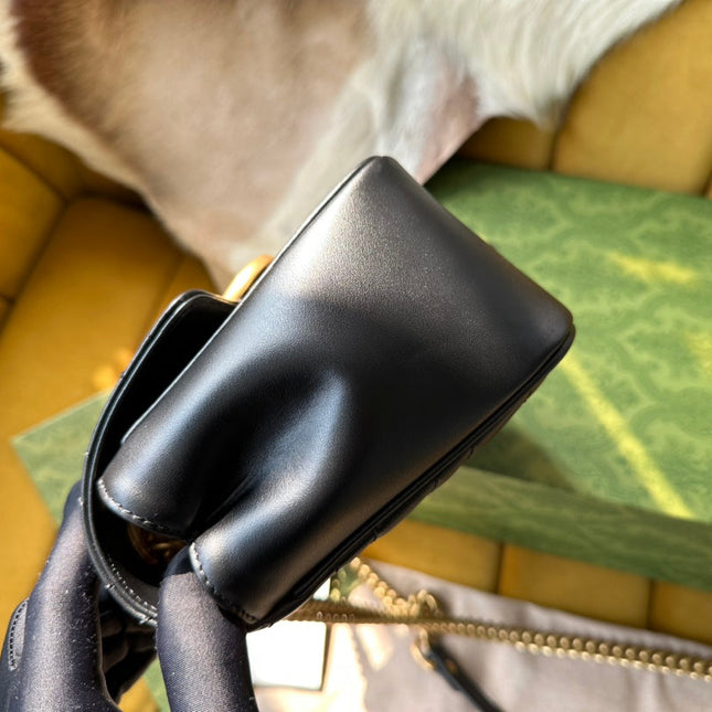 GG MARMONT MINI 18 HANDBAG IN BLACK CALFSKIN