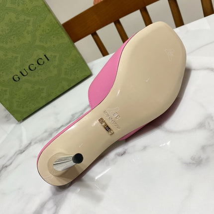 GG WEDGE SLIDES 110 IN BLUE FABRIC WITH GOLD HARDWARE