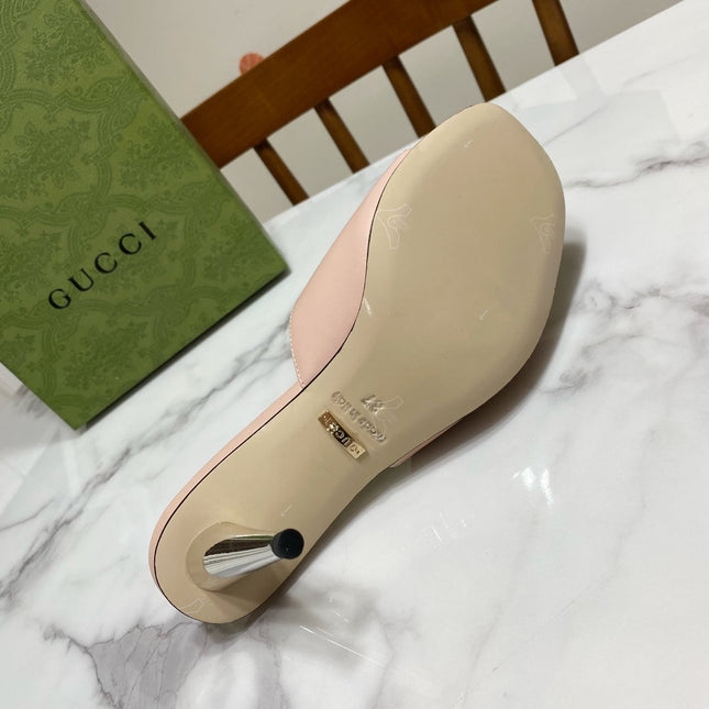 GG HIGH HEELS BLONDIE 75 IN PASTEL PINK LAMBSKIN WITH GOLD HARDWARE