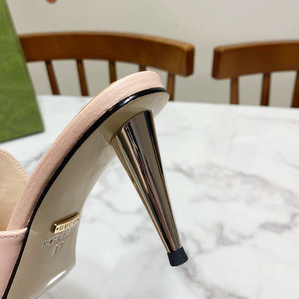 GG HIGH HEELS BLONDIE 75 IN PASTEL PINK LAMBSKIN WITH GOLD HARDWARE