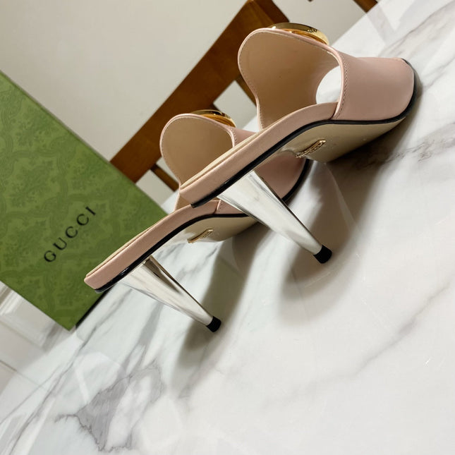 GG HIGH HEELS BLONDIE 75 IN PASTEL PINK LAMBSKIN WITH GOLD HARDWARE