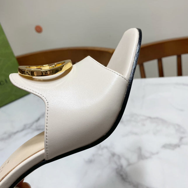 GG HIGH HEELS BLONDIE 75 IN CREAM WHITE LAMBSKIN WITH GOLD HARDWARE