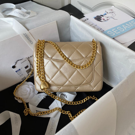 Flap Bag 20cm Gold Lambskin Gold Hardware