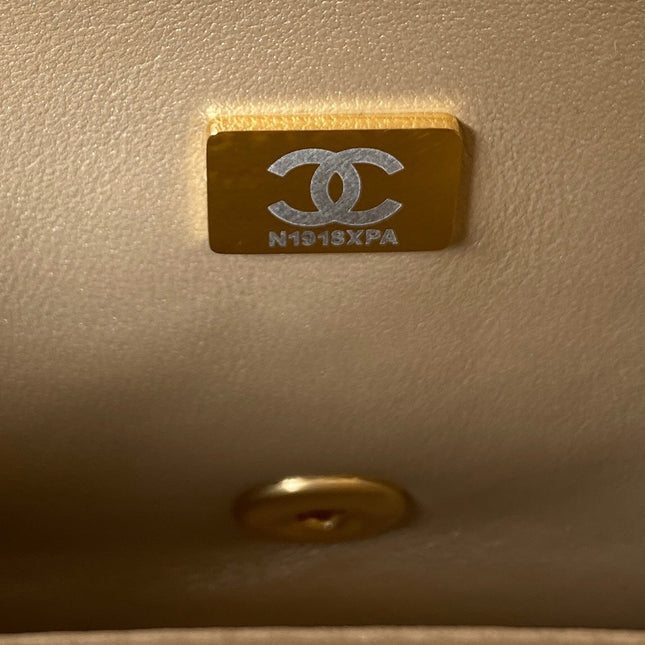 Flap Bag 20cm Gold Lambskin Gold Hardware