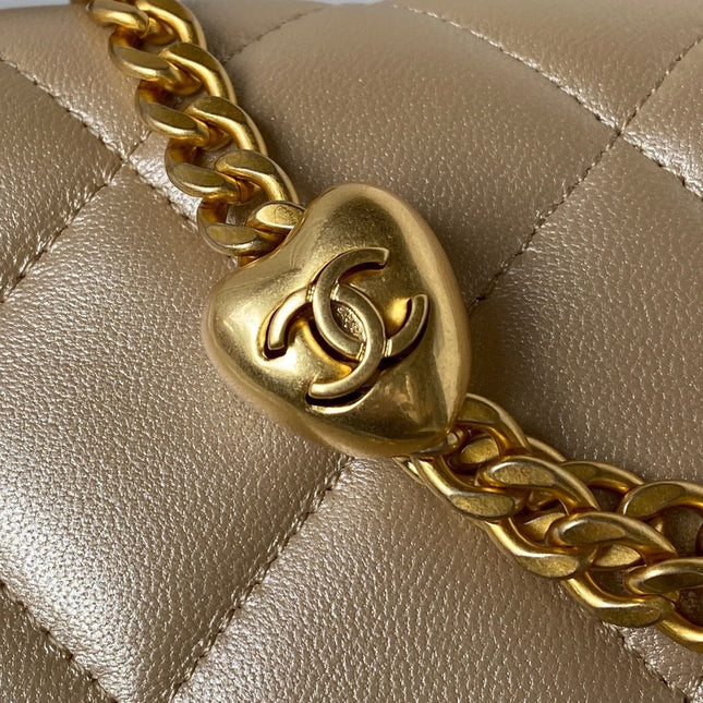 Flap Bag 24cm Gold Lambskin Gold Hardware