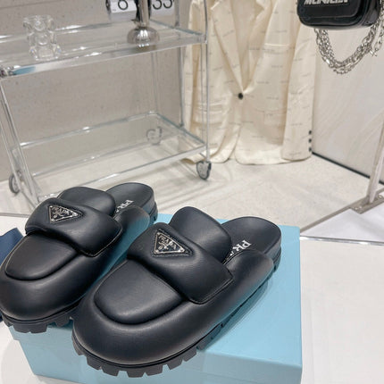 PRA SOFT PADDED NAPPA SHEARLING MULES BLACK LAMBSKIN