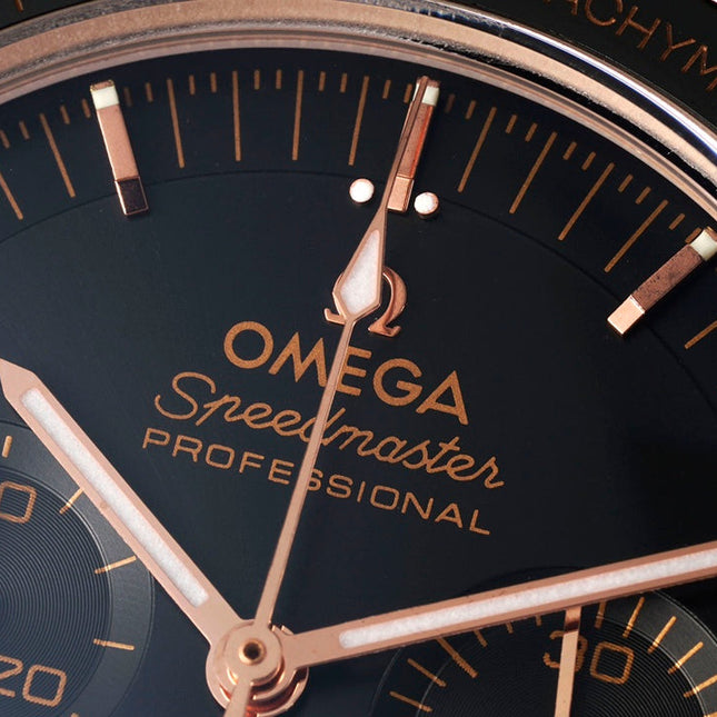 SPEEDMASTER MOONWATCH PROFESSIONAL 42 MM ROSE GOLD CASE ON BLACK LEATHER STRAP