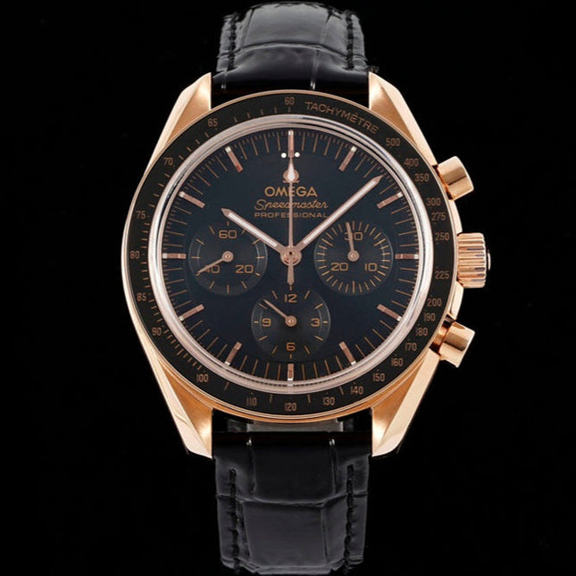 SPEEDMASTER MOONWATCH PROFESSIONAL 42 MM ROSE GOLD CASE ON BLACK LEATHER STRAP
