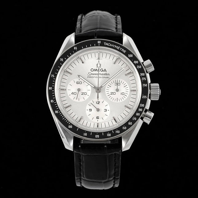 SPEEDMASTER MOONWATCH PROFESSIONAL 42 MM SILVER CASE ON BLACK LEATHER STRAP