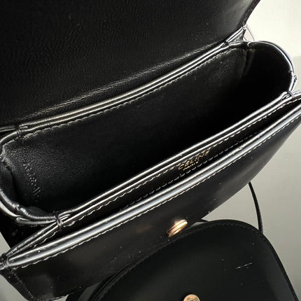 TRIOMPHE SHINY CALFSKIN HANDBAG 18 BLACK