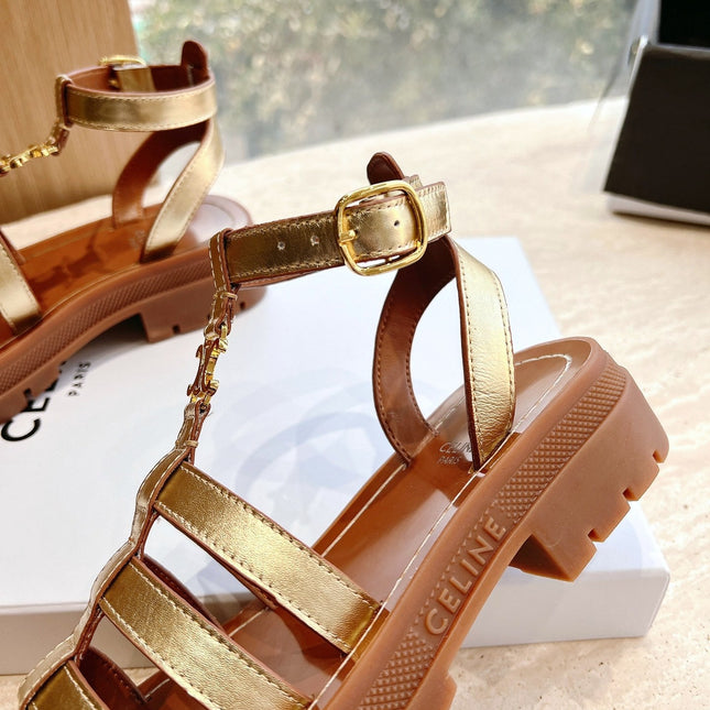 LYMPIA GLADIATOR SANDAL IN GOLD METALLIC CALFSKIN