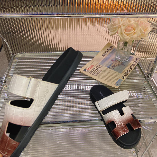 CHYPRE SANDAL OMBRE WHITE BROWN CALFSKIN