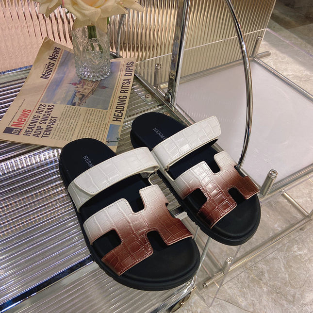 CHYPRE SANDAL OMBRE WHITE BROWN CALFSKIN