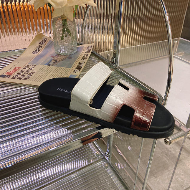 CHYPRE SANDAL OMBRE WHITE BROWN CALFSKIN
