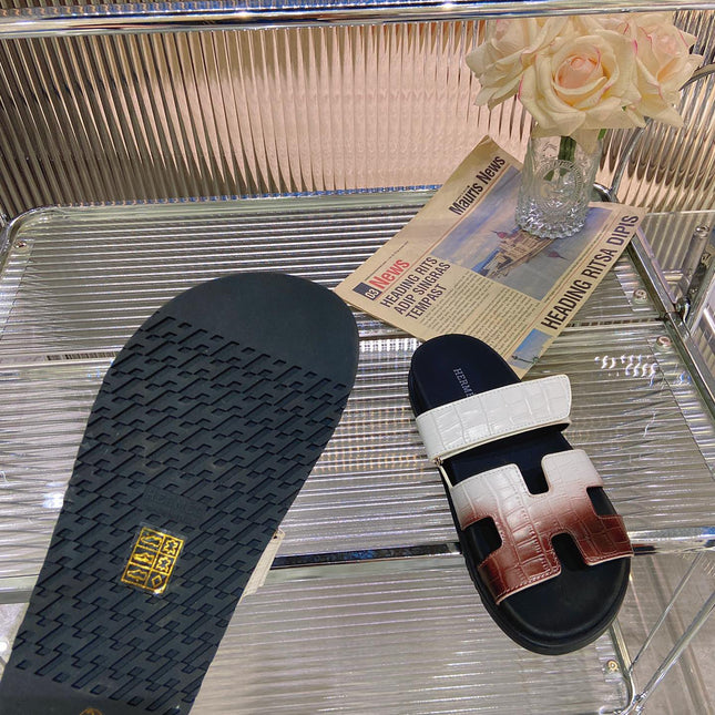 CHYPRE SANDAL OMBRE WHITE BROWN CALFSKIN